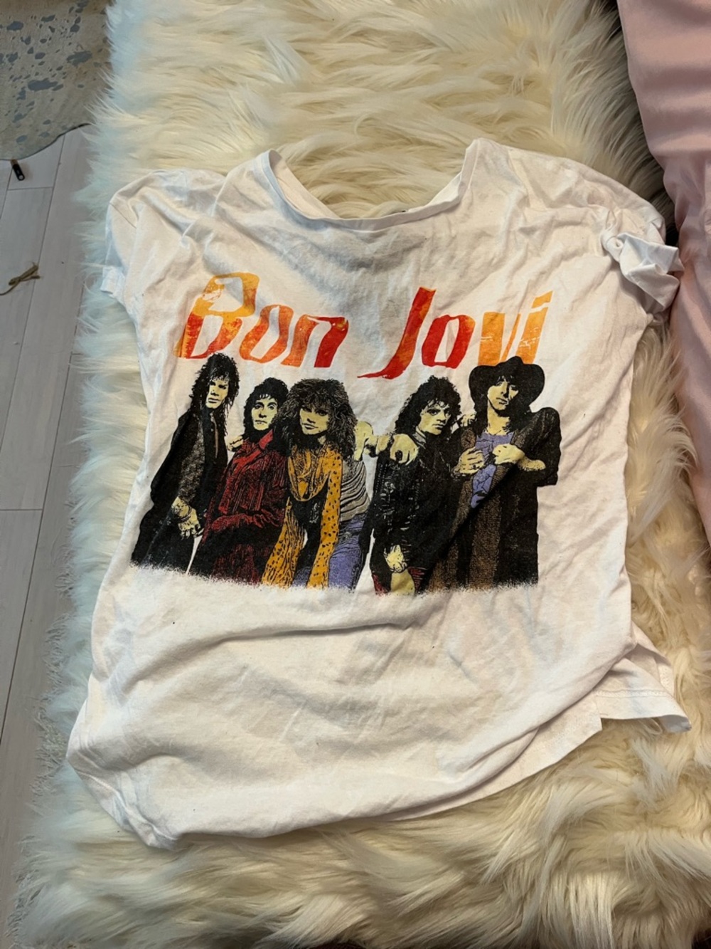 Bon Jovi White Graphic Band Tee - Women’s Vintage Style Top